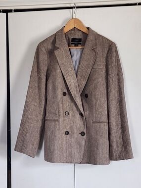 J. Crew Bristol Brown Double-Breasted Herringbone Blazer